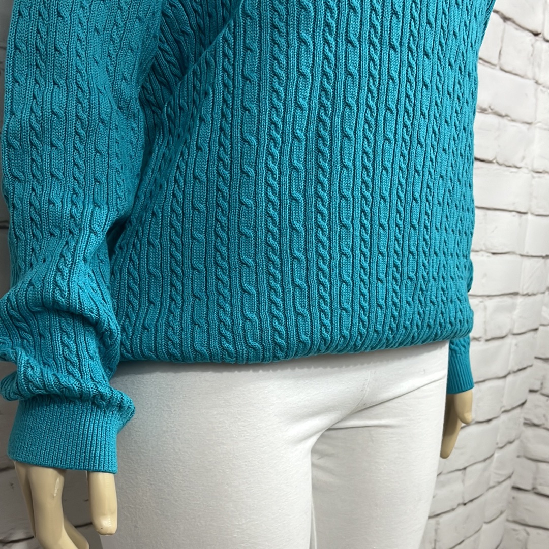 Cotton Country Womens  Sweater Turtleneck X-Large Cable Knit Tight Knit Long Sleeve