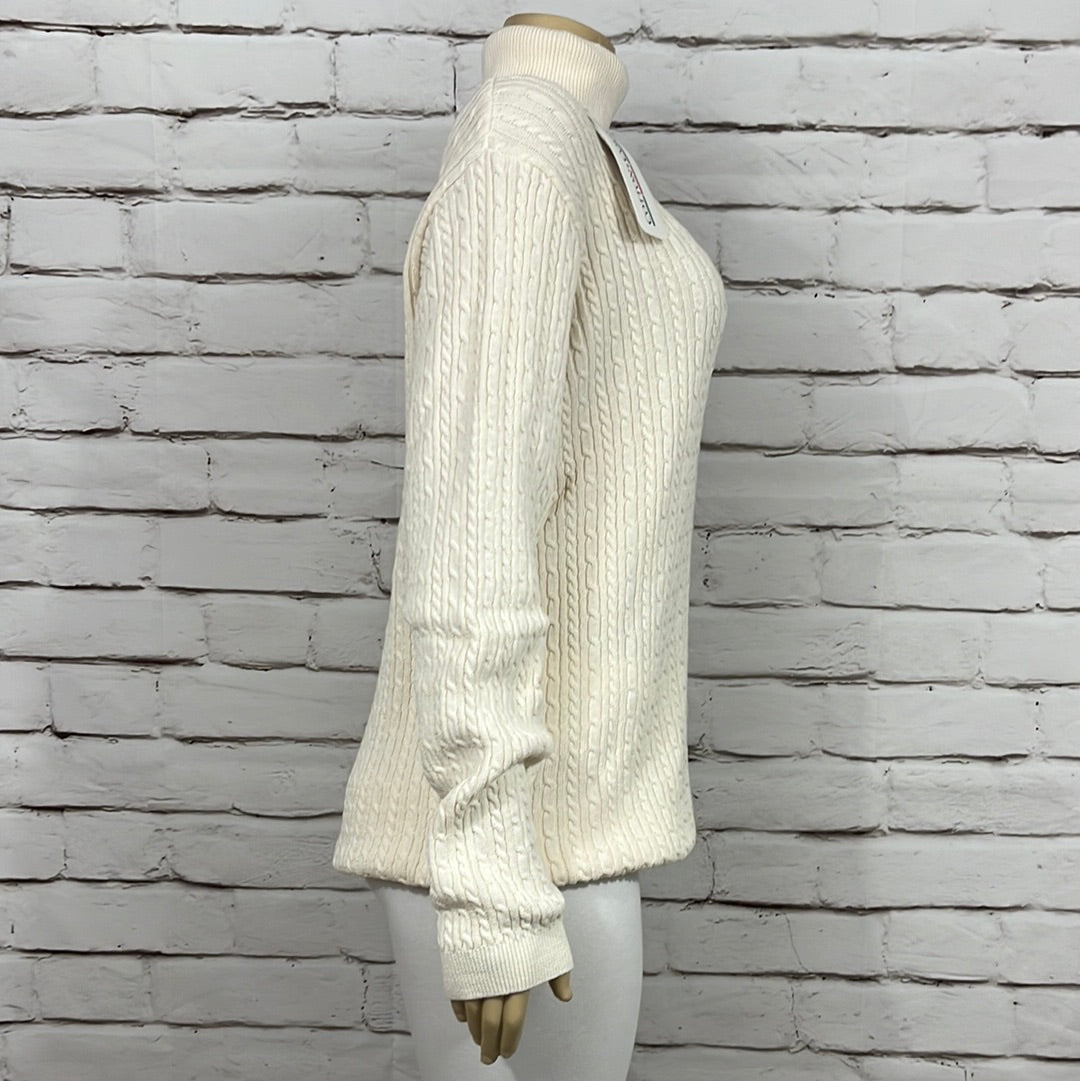 Cotton Country Womens  Sweater Turtleneck X-Large Cable Knit Tight Knit Long Sleeve