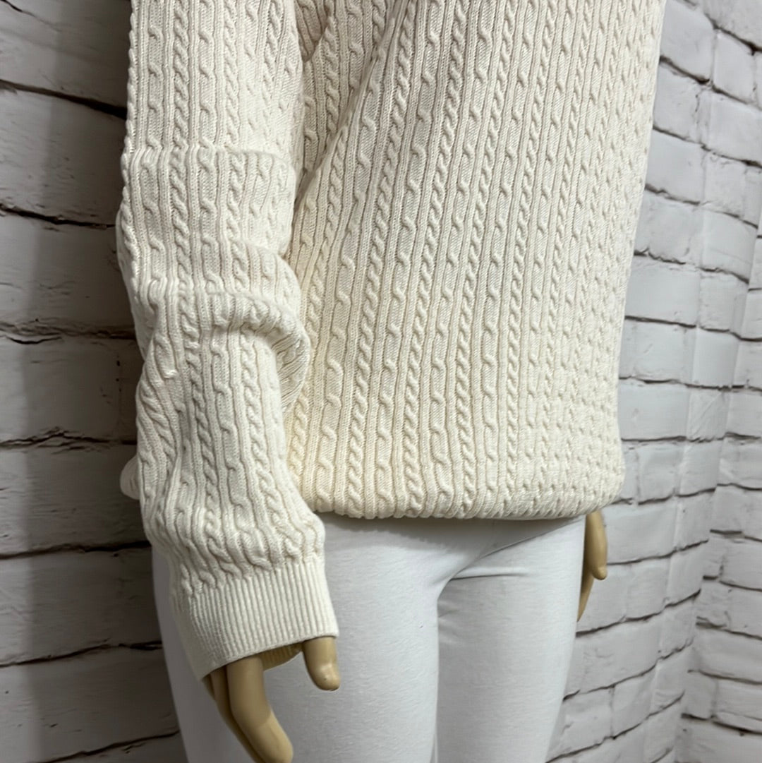 Cotton Country Womens  Sweater Turtleneck X-Large Cable Knit Tight Knit Long Sleeve