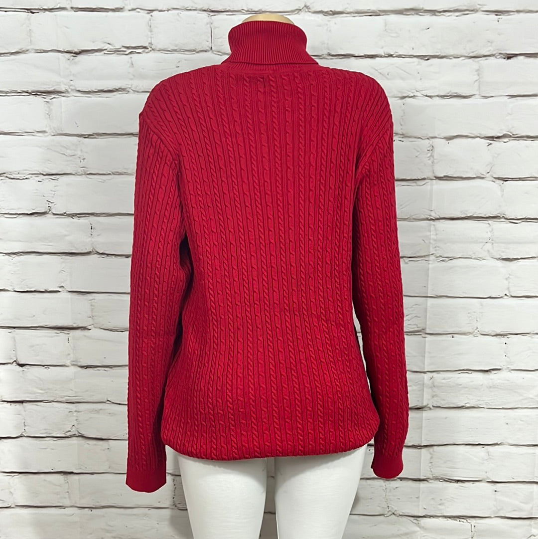 Cotton Country Womens  Sweater Turtleneck X-Large Cable Knit Tight Knit Long Sleeve