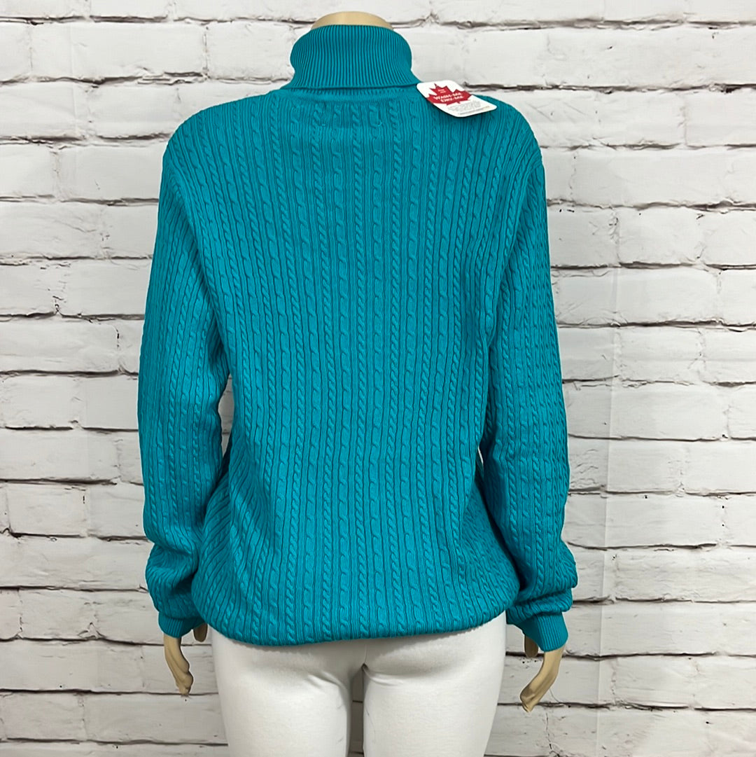 Cotton Country Womens  Sweater Turtleneck X-Large Cable Knit Tight Knit Long Sleeve