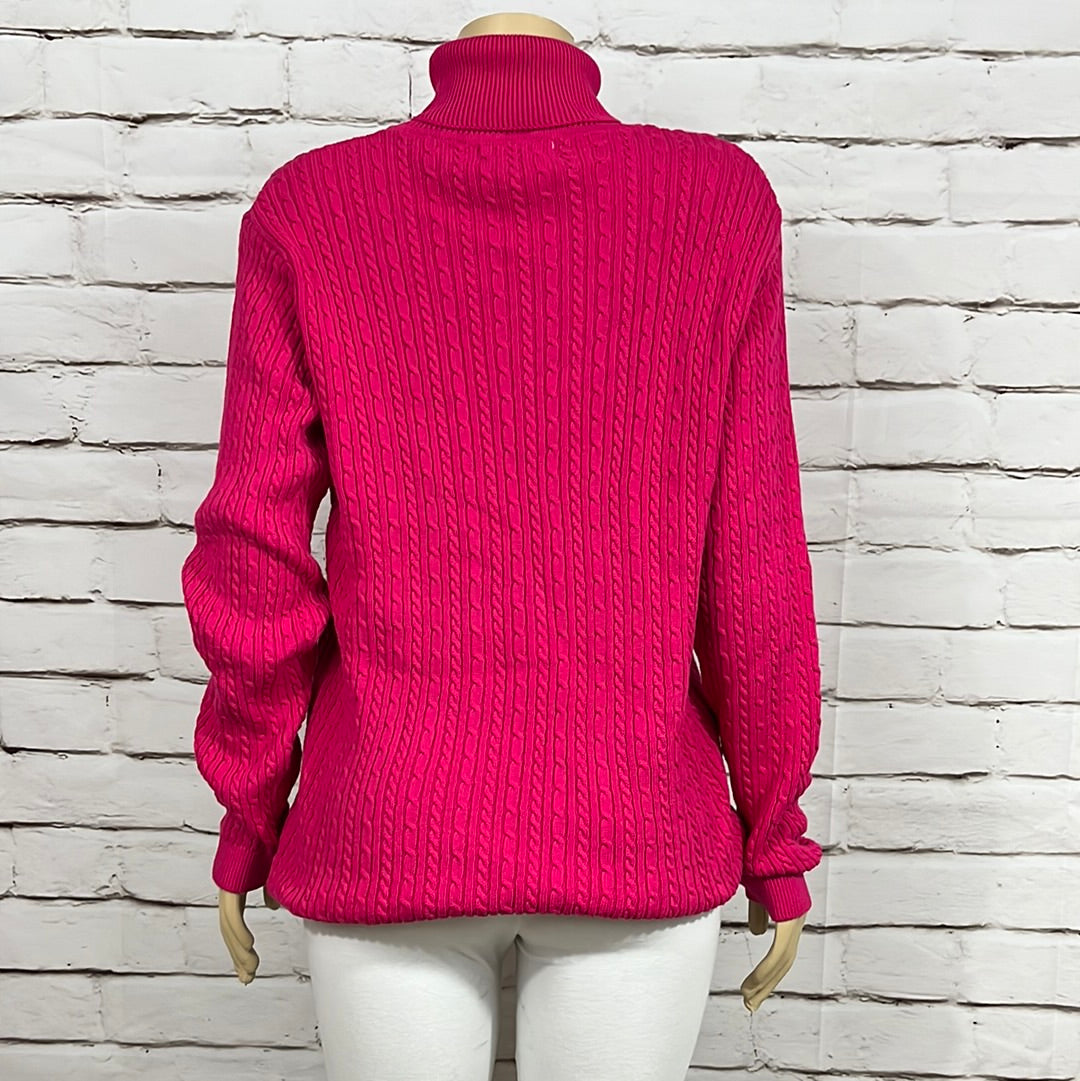 Cotton Country Womens  Sweater Turtleneck X-Large Cable Knit Tight Knit Long Sleeve