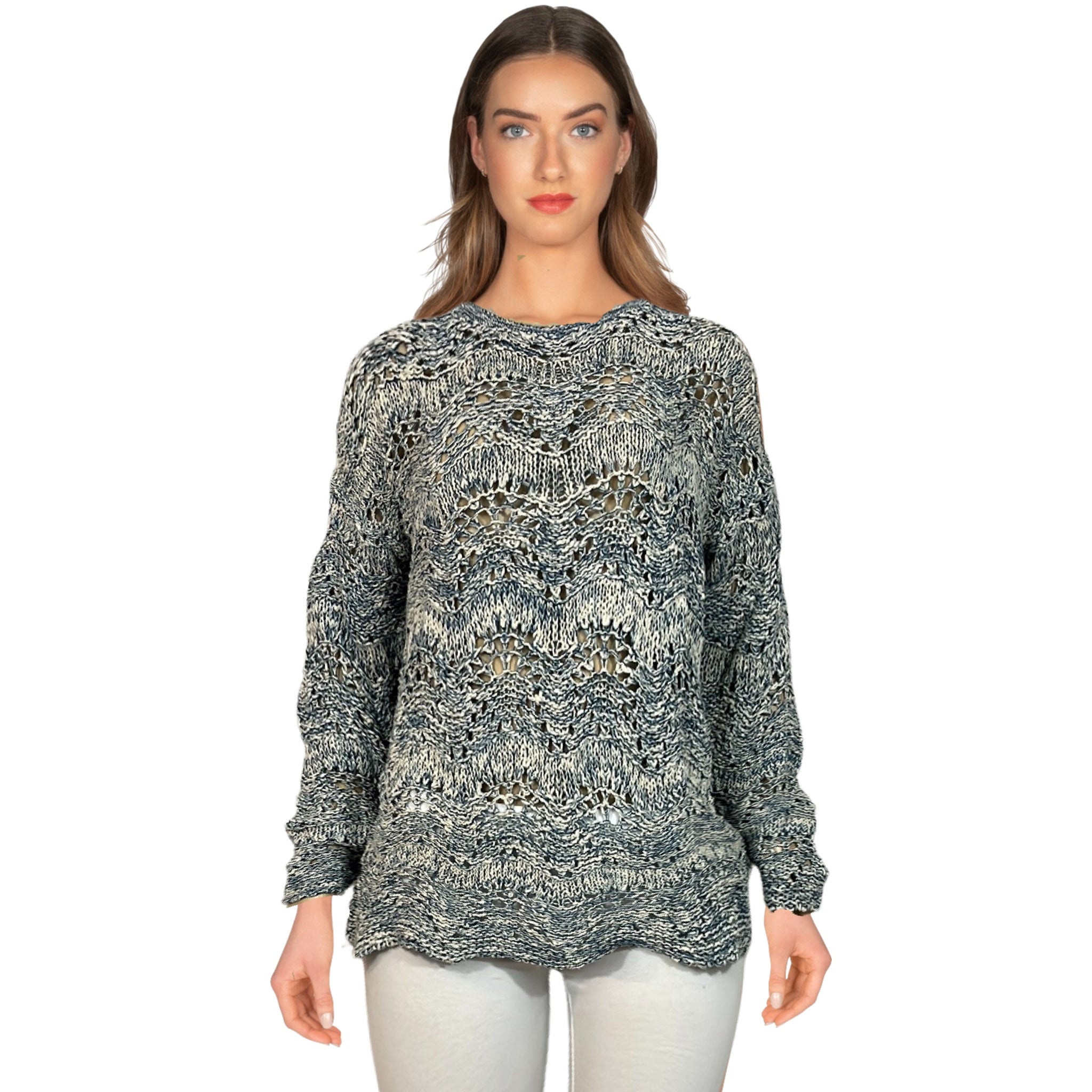 Parkhurst Sweater Women’s Round Neck Open Knit Long Sleeve