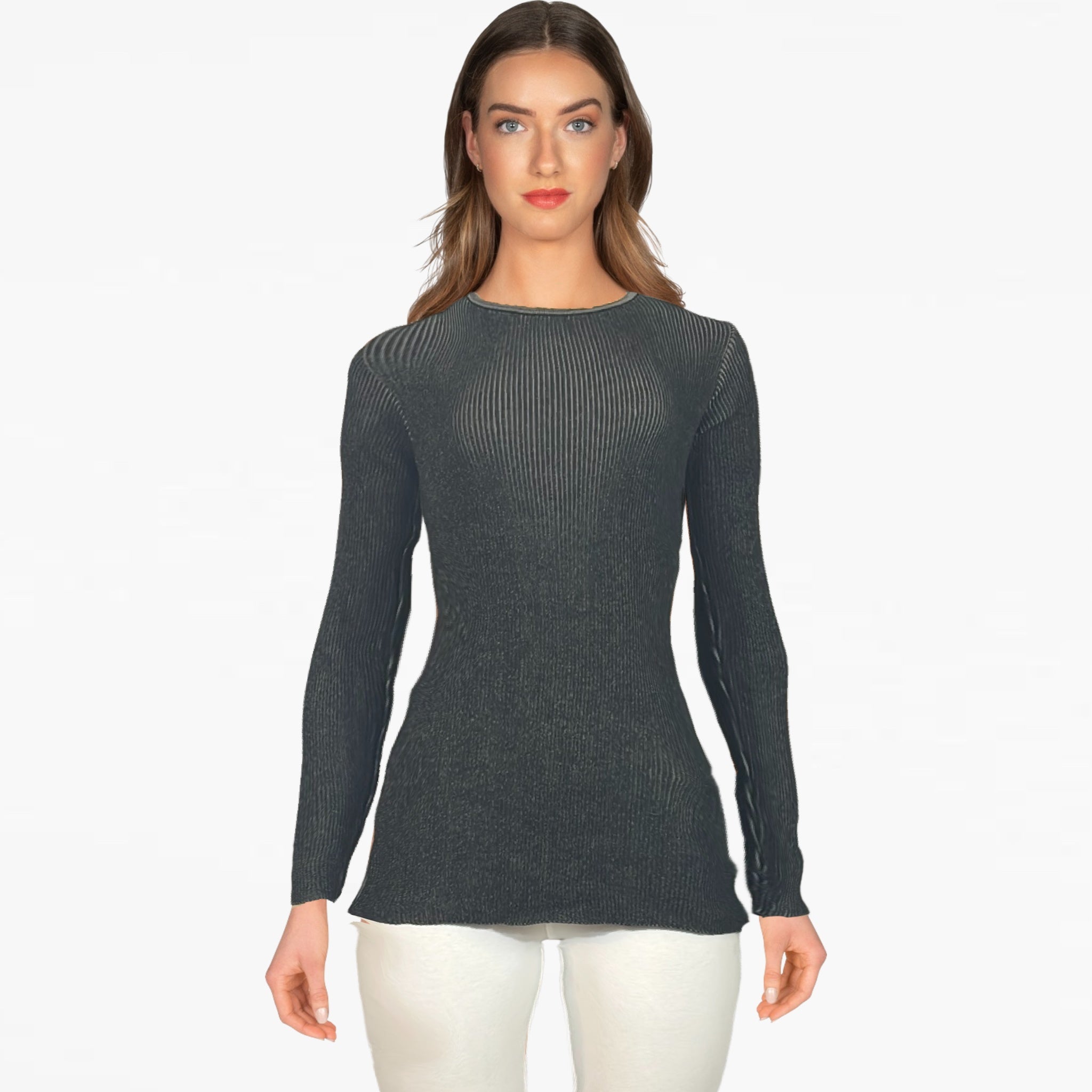 Parkhurst Sweater Womens Crew Neck Stretch Tight Knit Long Sleeve