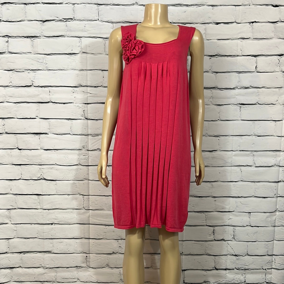 Parkhurst Dress Womens Medium Scoop Neck Pleated Knee Length