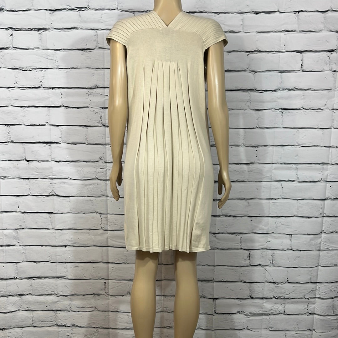 Parkhurst Dress Womens Scoop Neck Pleated Cap Sleeves Tight Knit