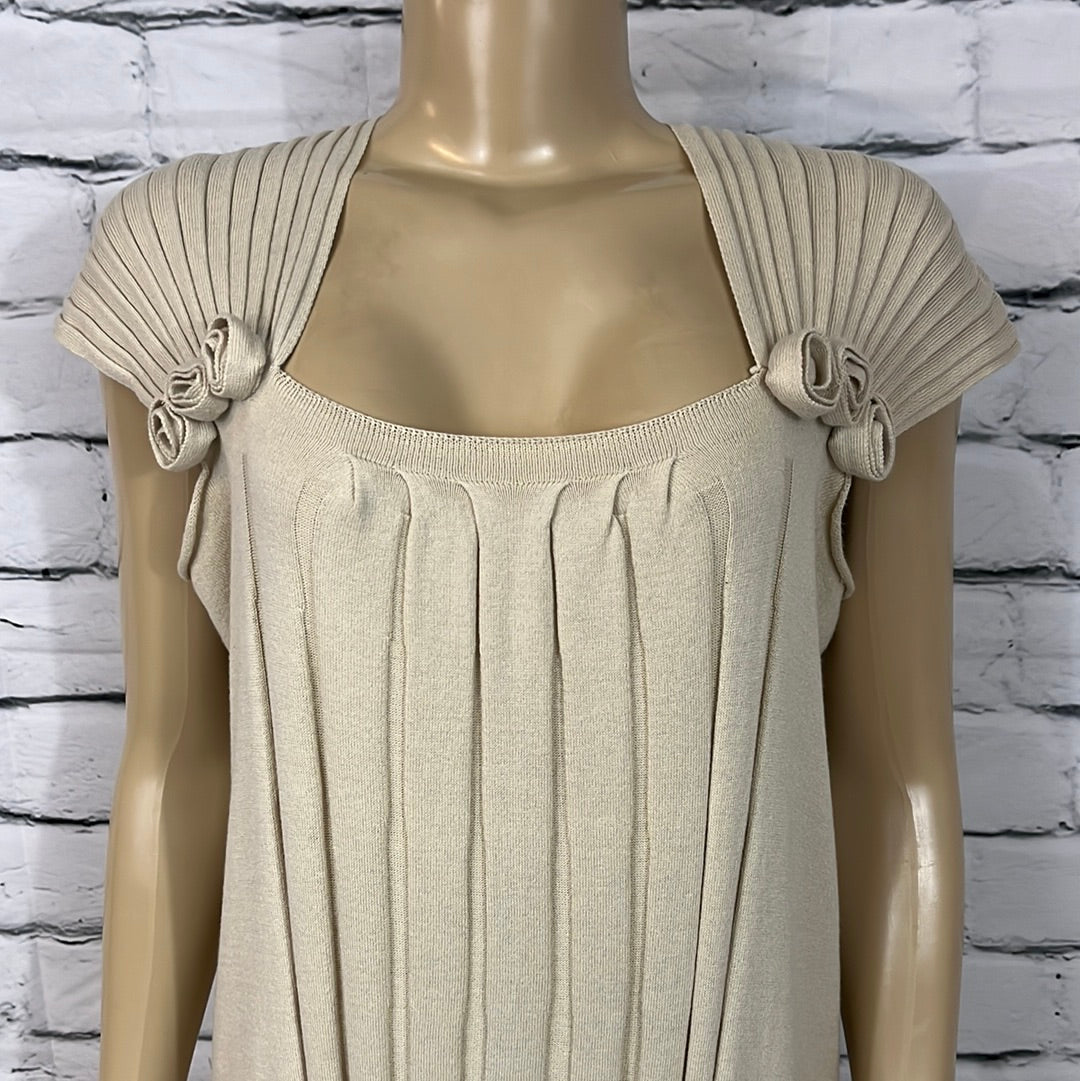 Parkhurst Dress Womens Scoop Neck Pleated Cap Sleeves Tight Knit