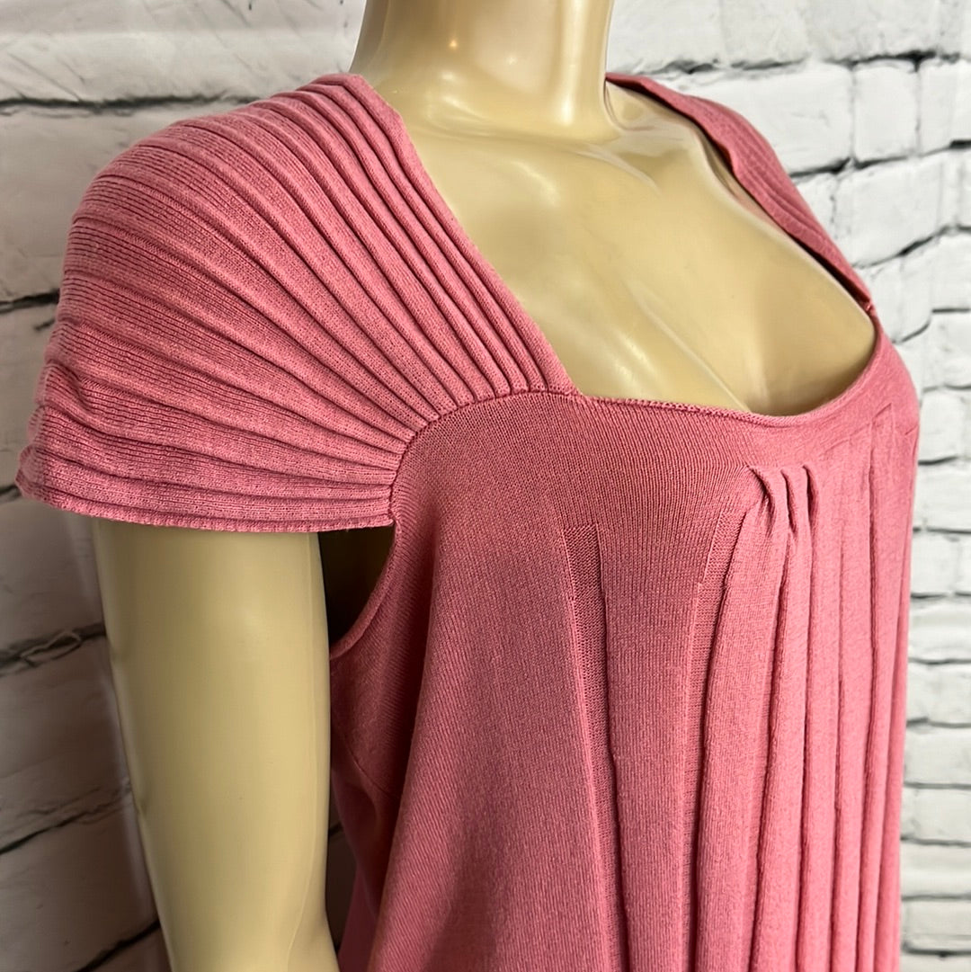 Parkhurst Top Womens Scoop Neck Pleated Cap Sleeve Relaxed Lightweight