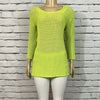 Cotton Country Sweater Womens Square Neck Open Knit 3/4 Sleeve Relaxed