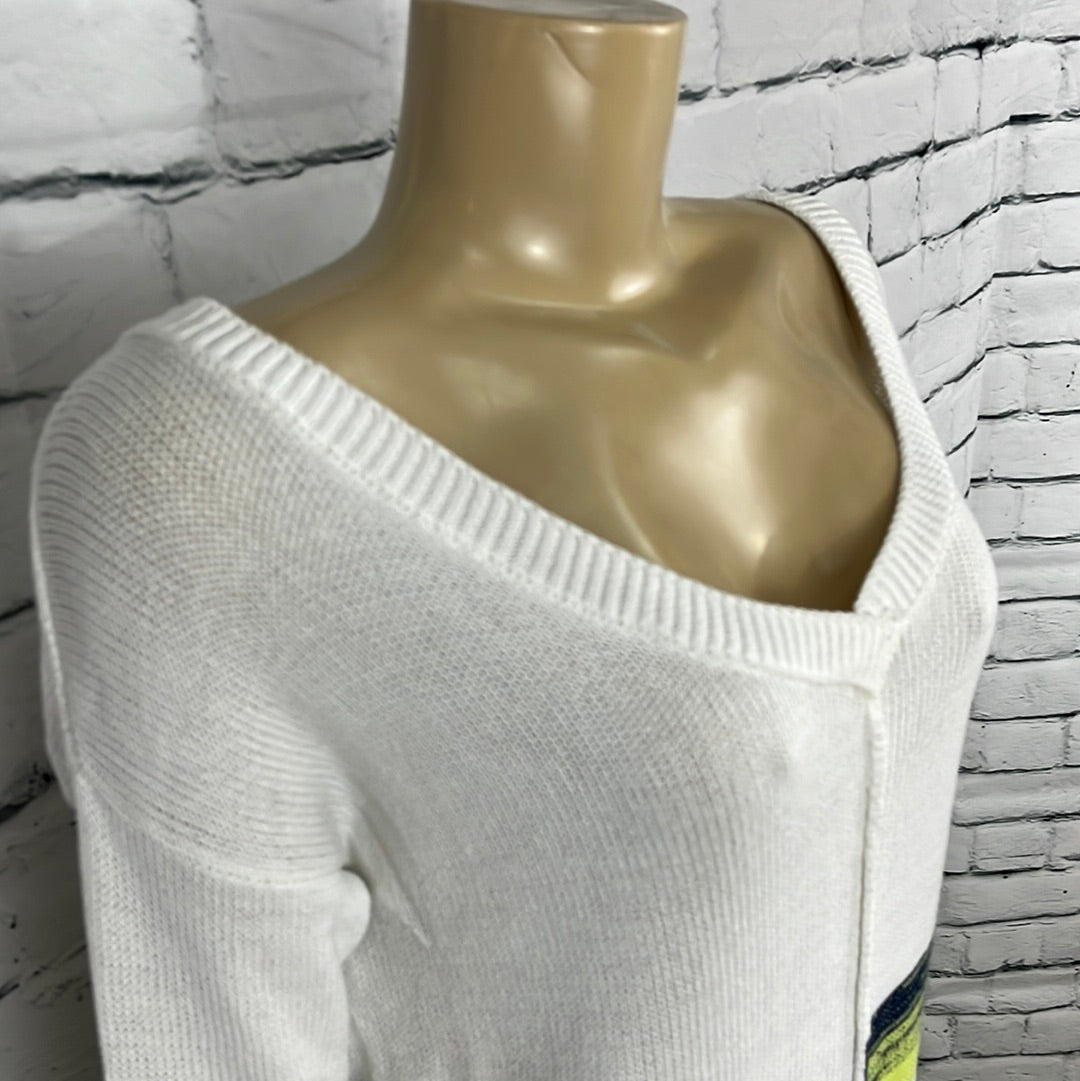 Cotton Country Sweater Womens V-Neck Tight Knit 3/4 Sleeve Relax