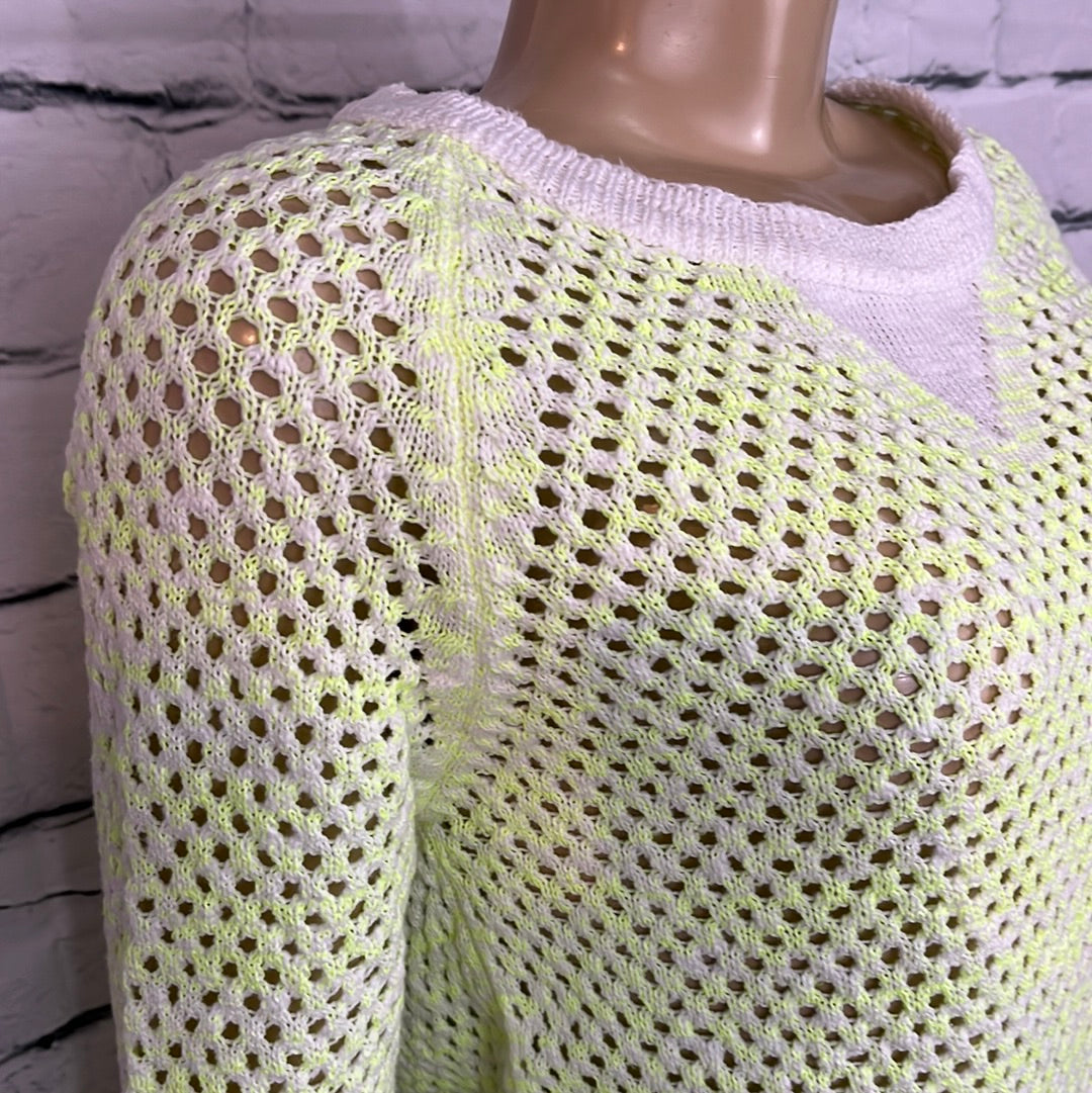 Parkhurst Sweater Womens Round Neck Open Knit Glow 3/4 Sleeve Relaxed