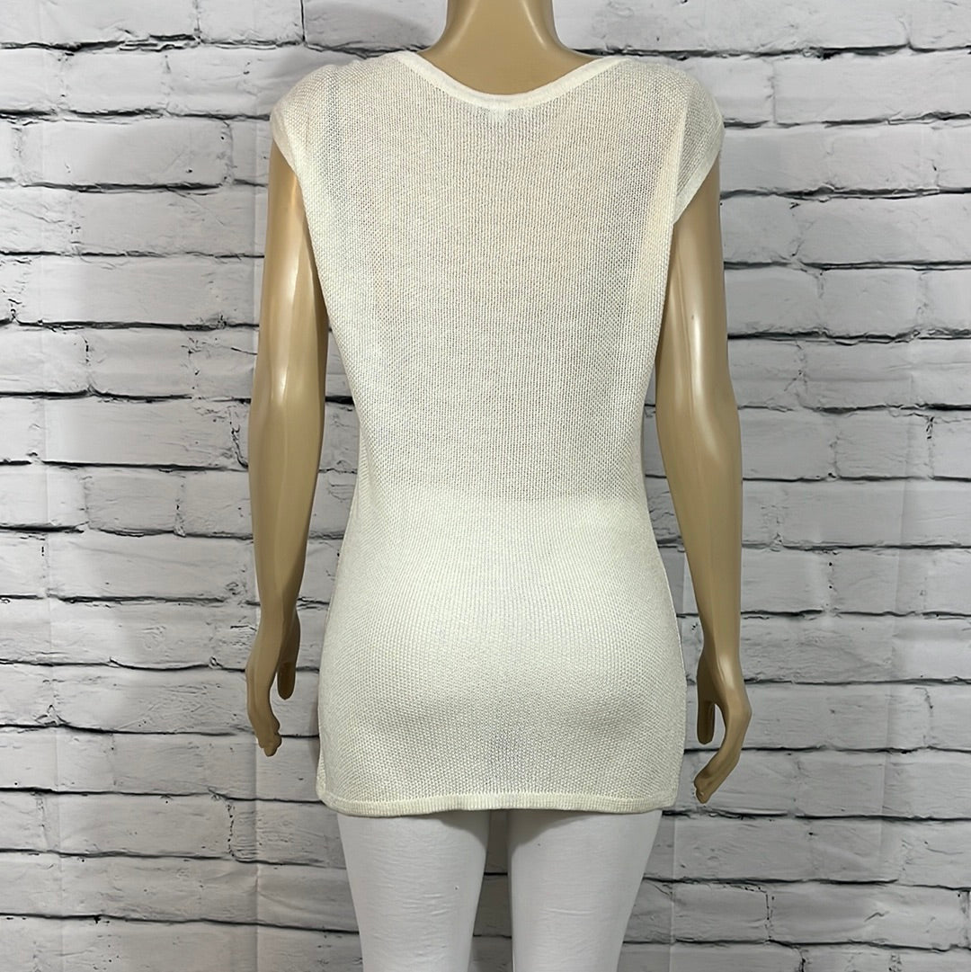 Parkhurst Top Womens Medium White Tight Knit Sleeveless