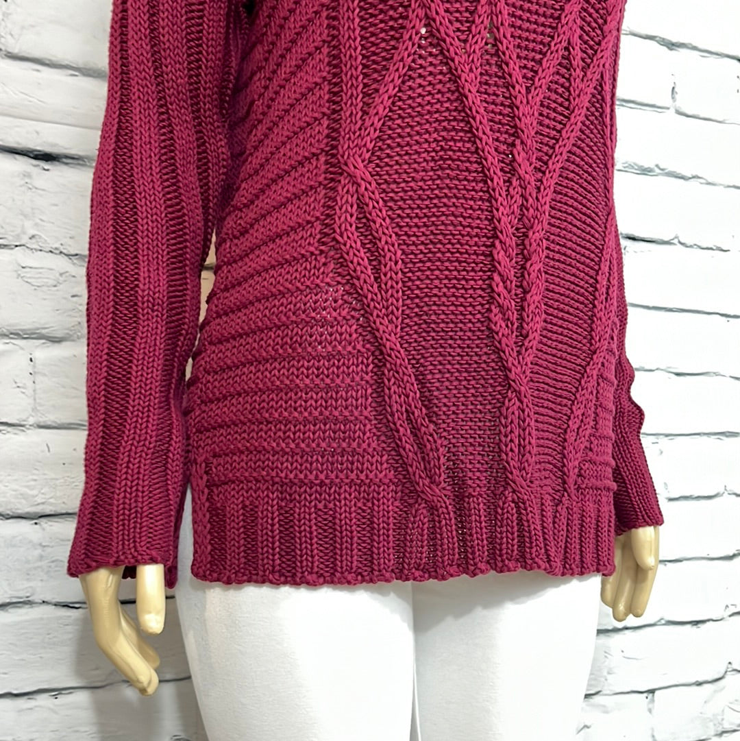 Parkhurst Sweater Womens Faux Neck Cable Knit Long Sleeve