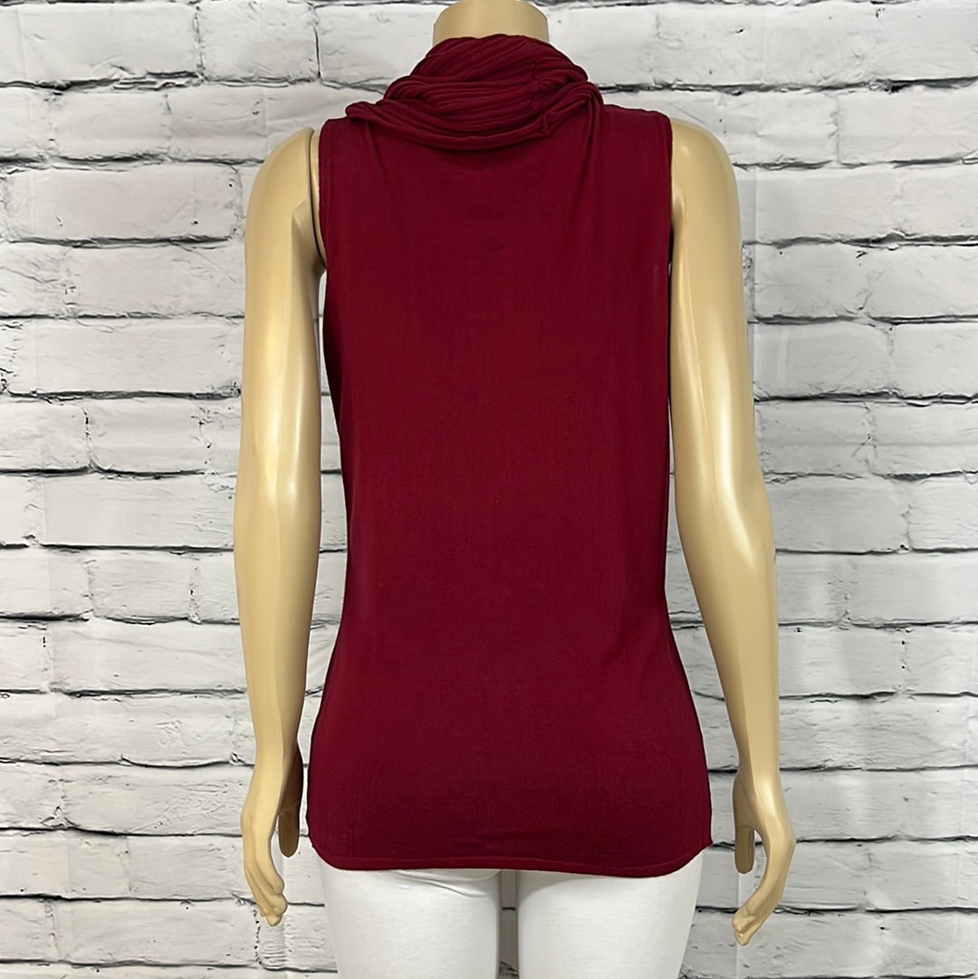 Parkhurst Top Womens Cowl Neck Tight Knit Sleeveless Relax Fit