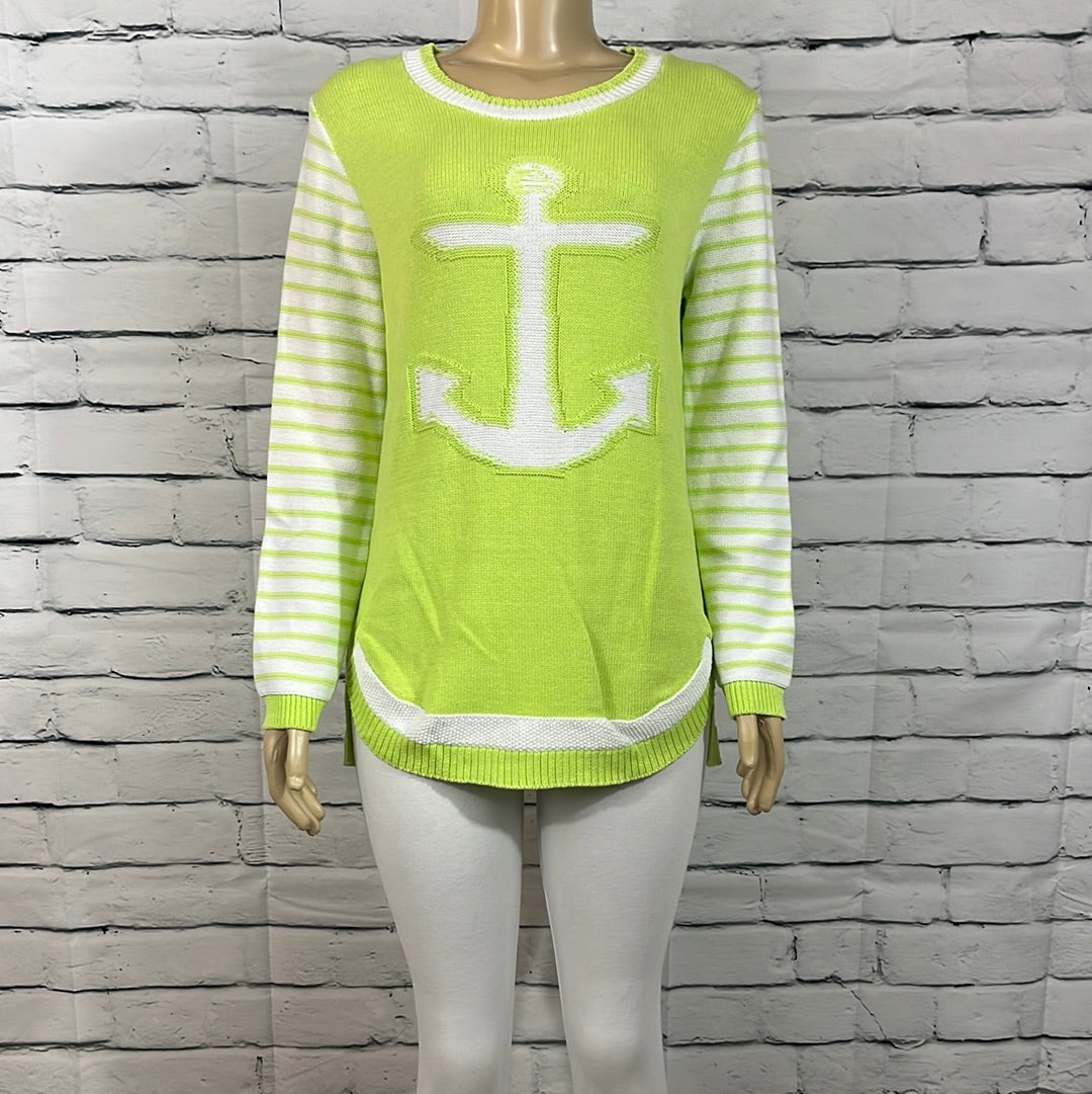 Cotton Country Sweater Womens Round Neck Tight Knit Relaxed Long Sleeve