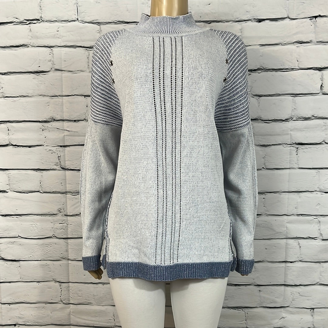 Cotton Country Sweater Womens Faux Neck Long Sleeve Relaxed