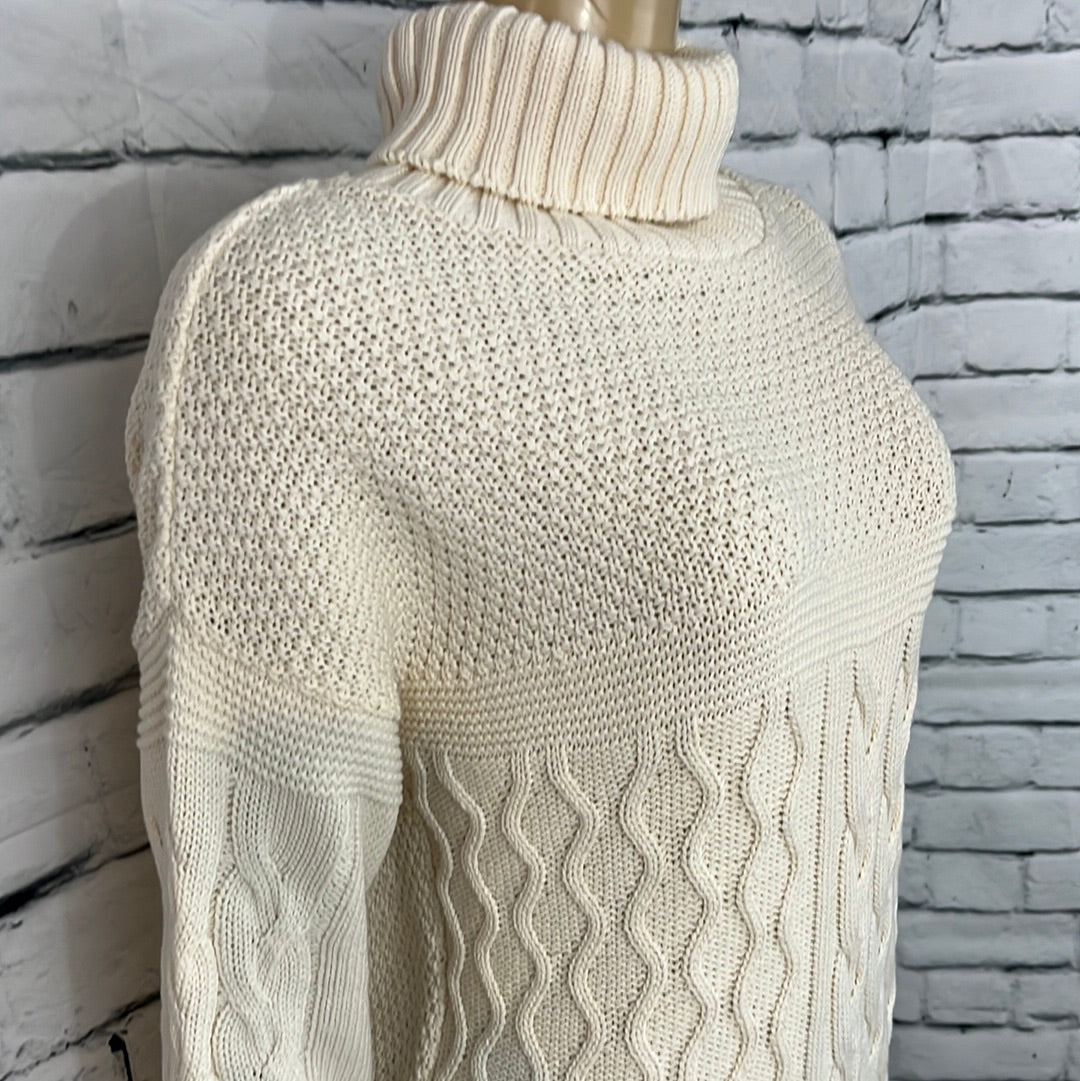 Cotton Country Womens Sweater Turtleneck Cable Knit Tight Knit Long Sleeve