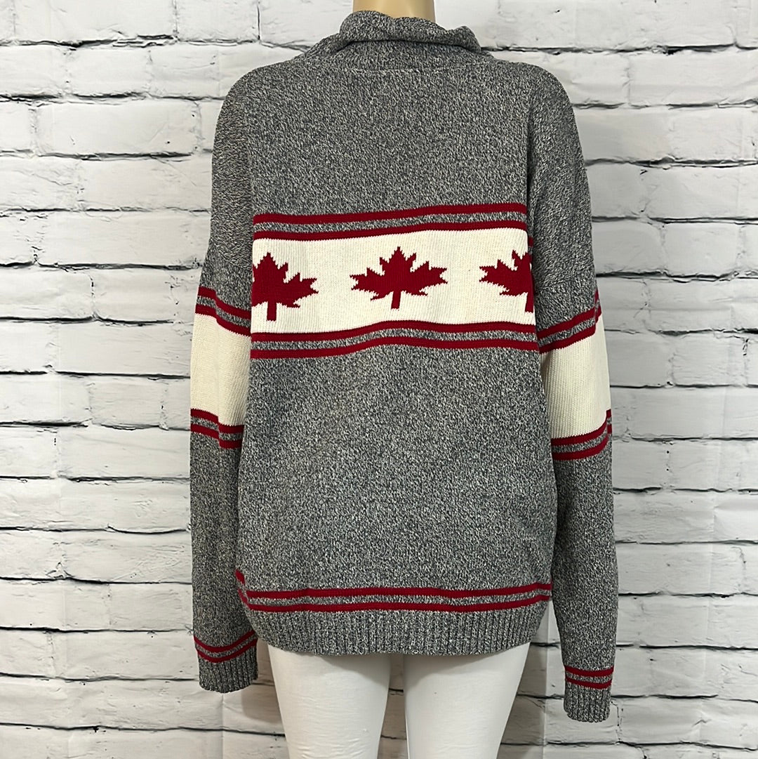 Canadiana Eco Cotton Womens Cardigan Tight Knit Long Sleeve Pockets