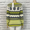 Cotton Country Sweater Womens V-Neck Fair Isle Long