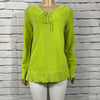 Cotton Country Tunic Womens  Medium V-Neck Tight Knit Lime Long Sleeve