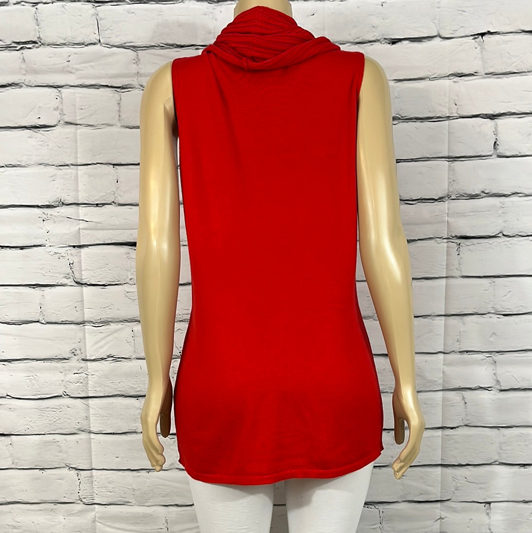 Parkhurst Top Womens Cowl Neck Tight Knit Sleeveless Relax Fit