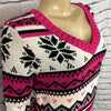 Cotton Country Sweater Womens V-Neck Fair Isle Long