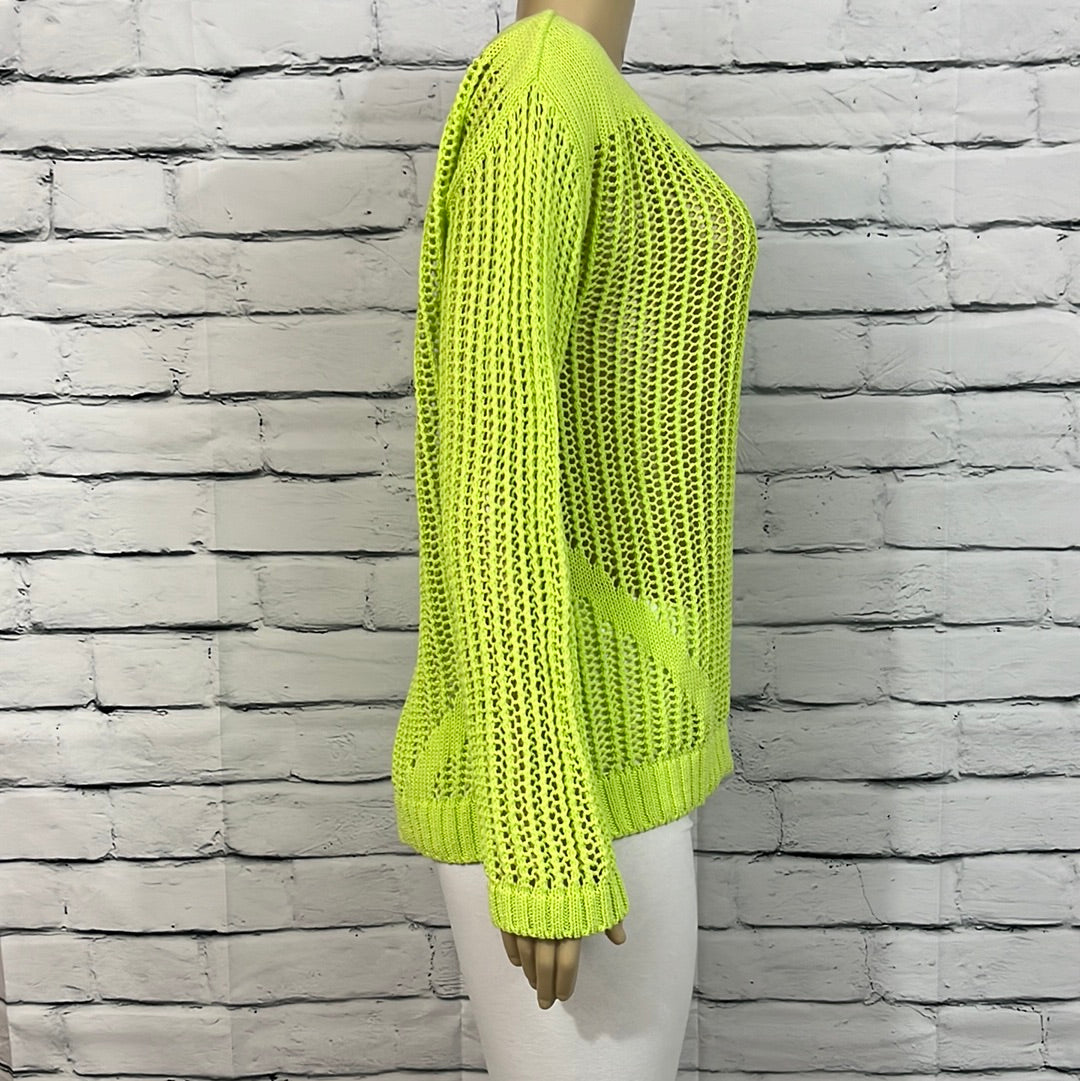 Parkhurst Sweater Women X-Large Lime Round Neck Open Knit