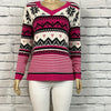 Cotton Country Sweater Womens V-Neck Fair Isle Long