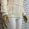 Cotton Country Sweater Womens Medium Neutral Turtleneck Cable Tight Long Sleeve