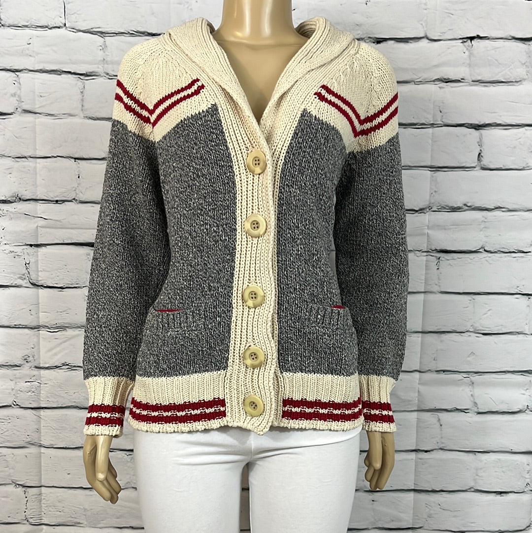 Canadiana Eco Cotton Cardigan Womens Medium Chunky Knit Buttons Long Sleeve