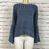 Cotton Country Sweater Womens Bell Sleeve Round Neck Tight Knit Cable Knit