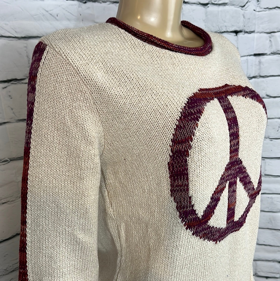 Cotton Country Sweater Womens Rolled Neck Hem Tight Knit Relaxed Long Sleeve