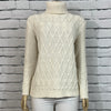 Cotton Country Sweater Womens Medium Turtleneck Neutral Cable Knit Long Sleeve