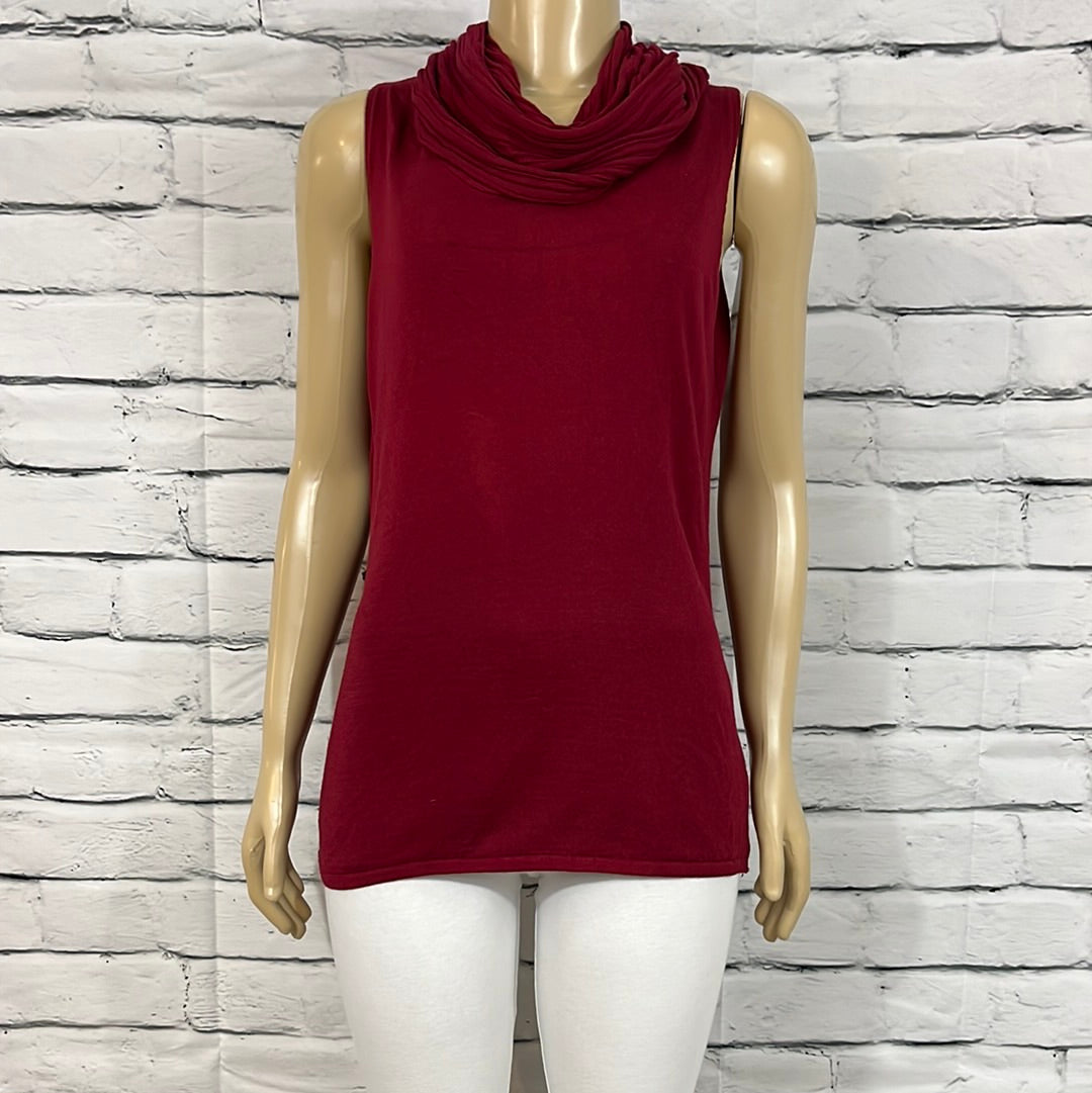 Parkhurst Top Womens Cowl Neck Tight Knit Sleeveless Relax Fit