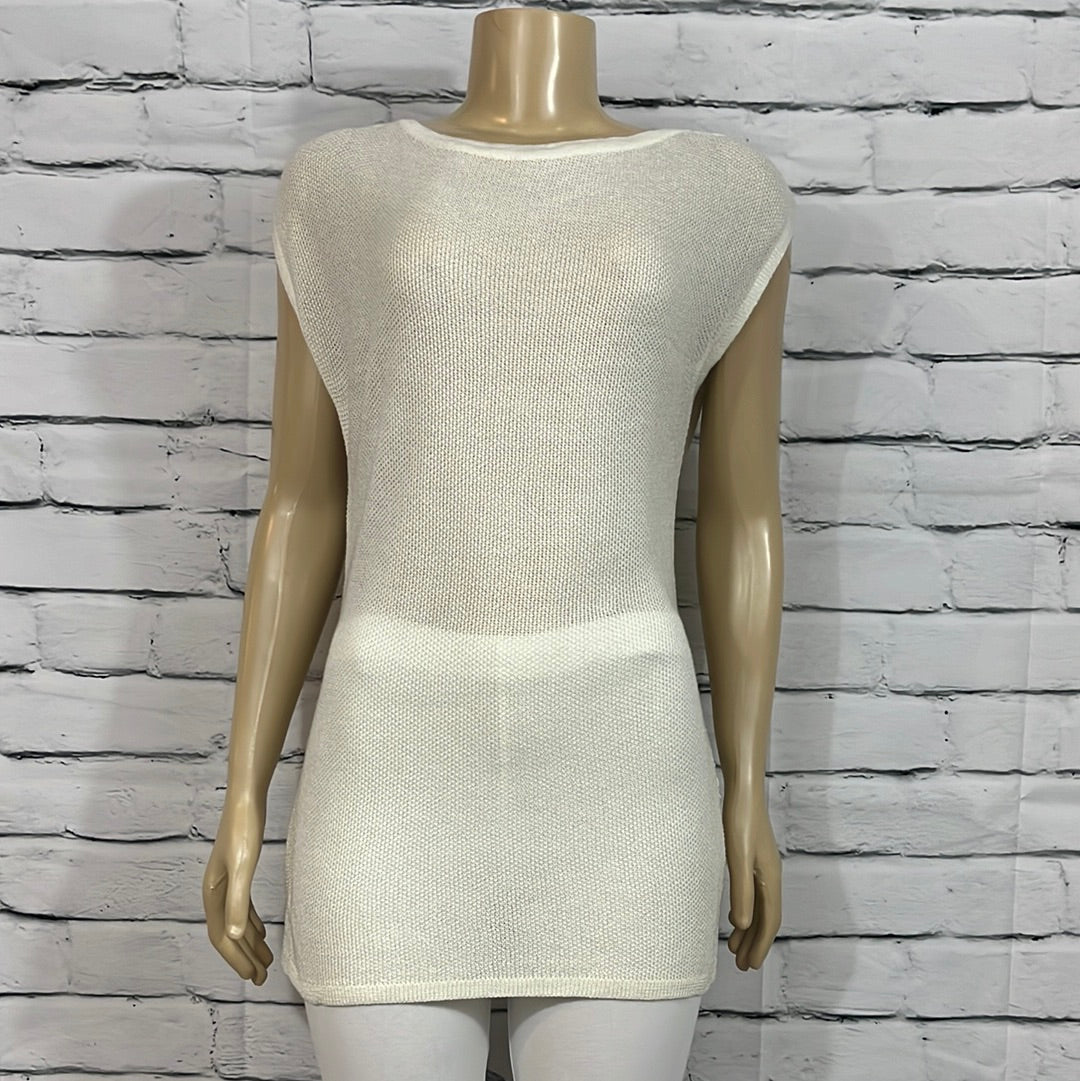 Parkhurst Top Womens Medium White Tight Knit Sleeveless