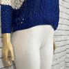 Parkhurst Sweater Womens Medium Blue Open Knit 3/4 Sleeve