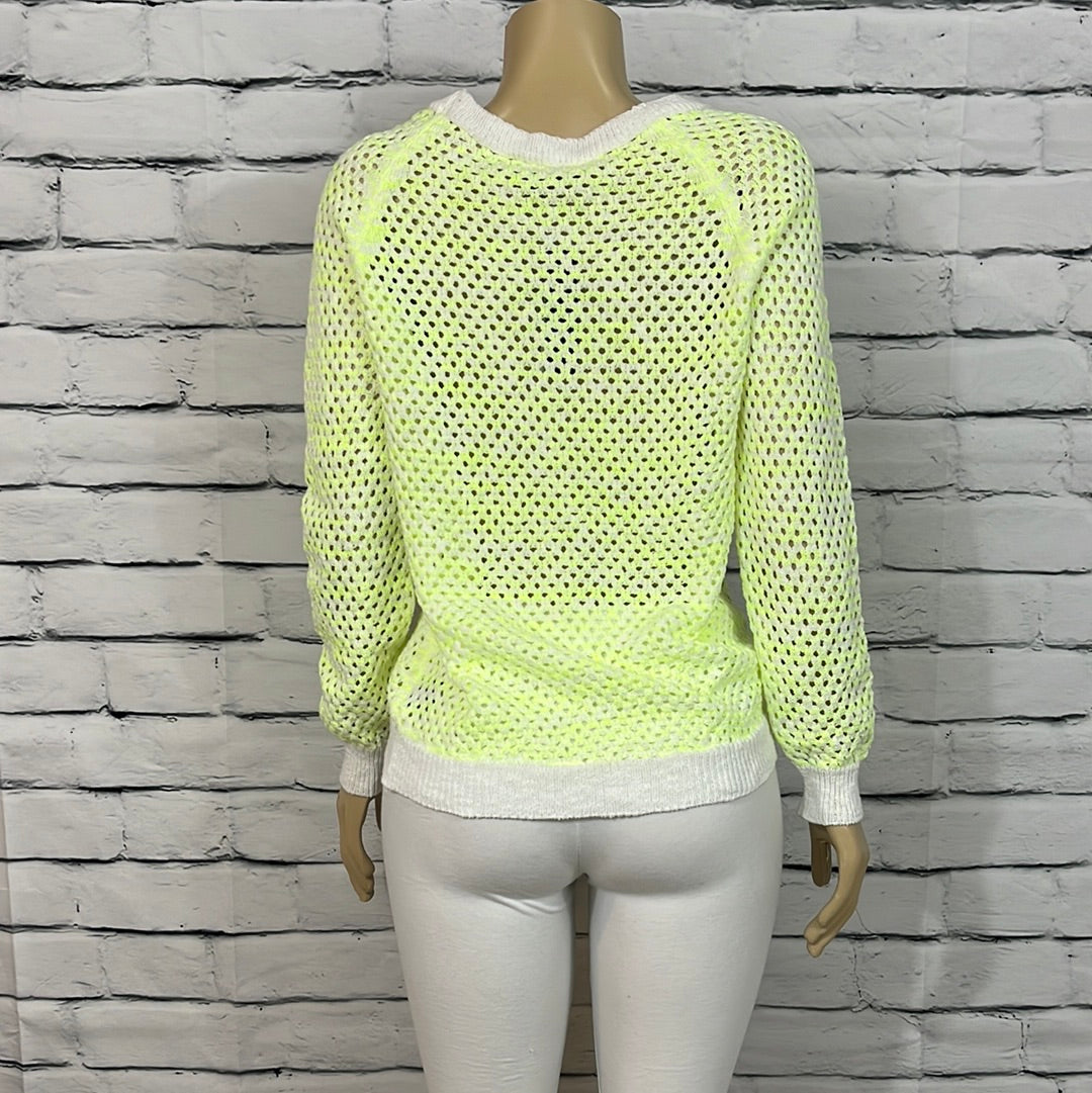 Parkhurst Sweater Womens Round Neck Open Knit Glow 3/4 Sleeve Relaxed