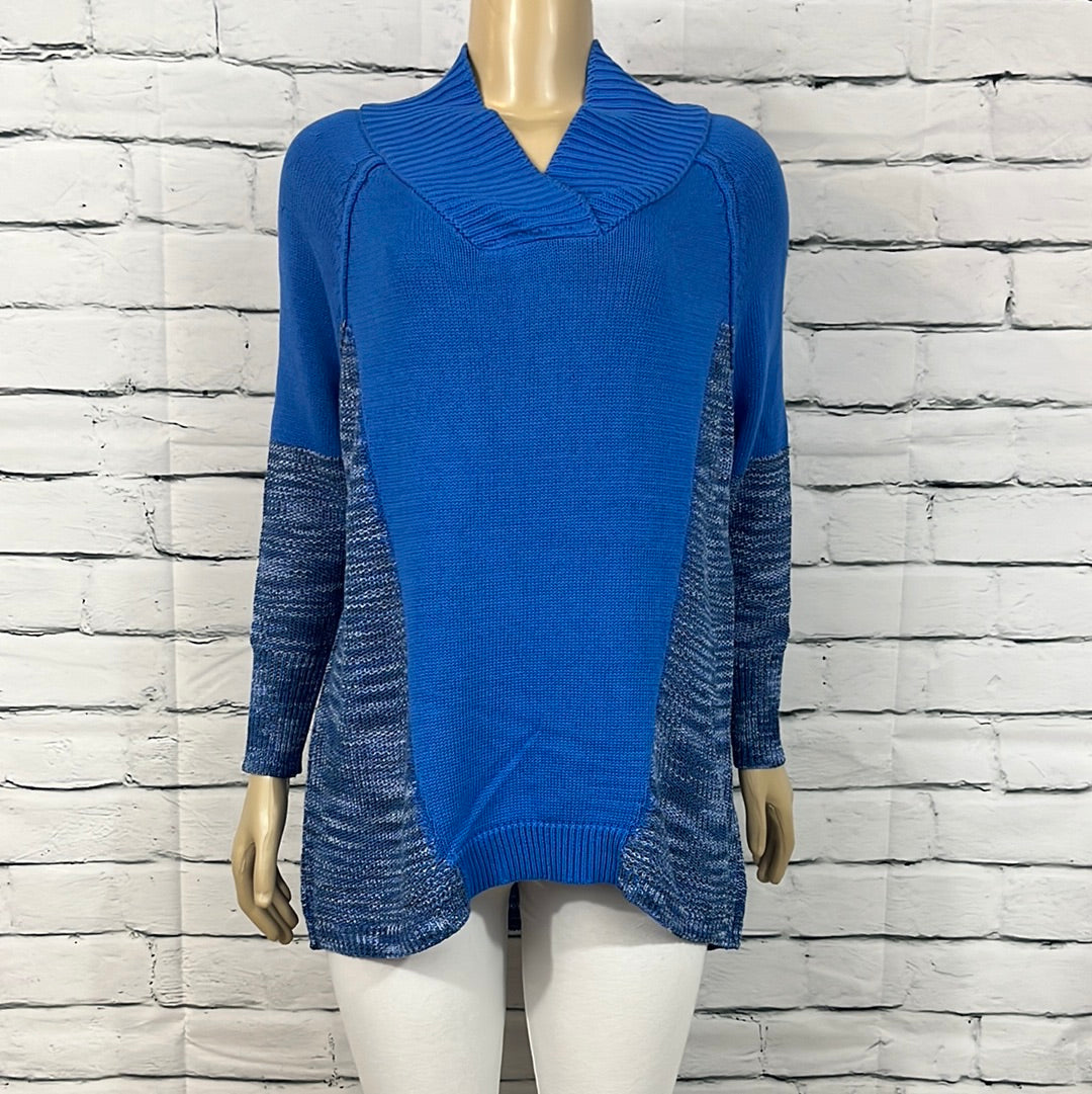 Parkhurst Tunic Womens Blue V-Neck Relaxed Long Sleeve