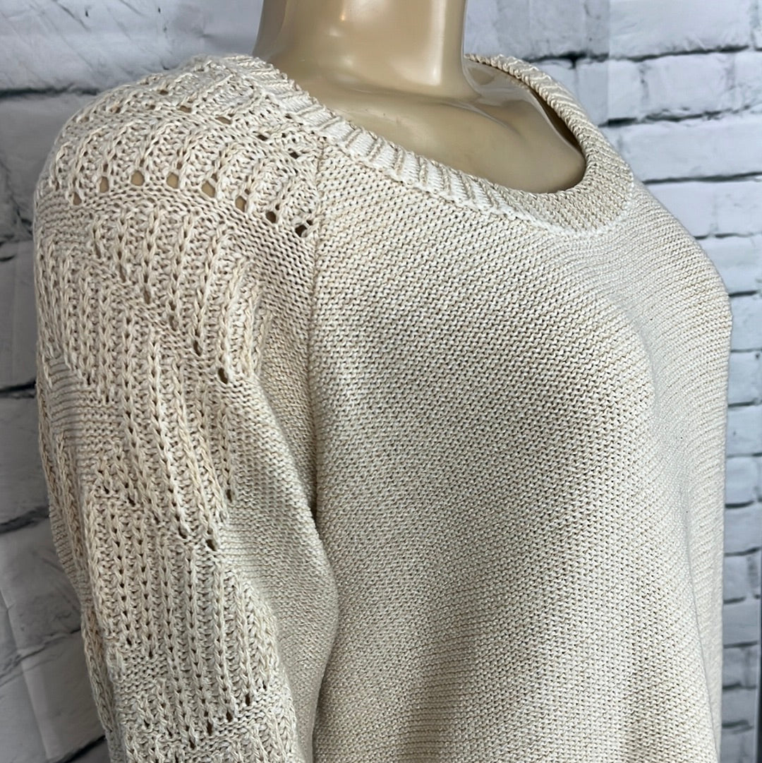 Cotton Country Sweater Womens X-Large Round Neck Tight Knit Long Sleeve