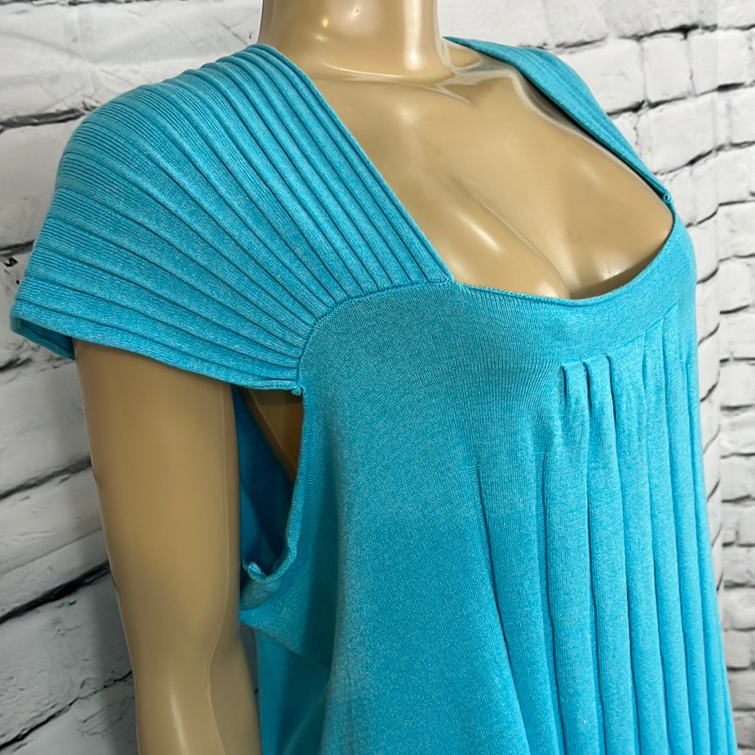 Parkhurst Top Womens Scoop Neck Pleated Cap Sleeve Relaxed Lightweight