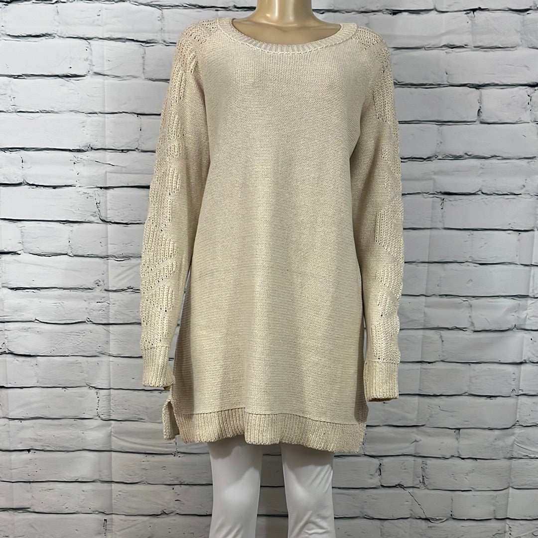 Cotton Country Sweater Womens X-Large Round Neck Tight Knit Long Sleeve