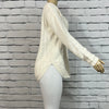 Cotton Country Womens Sweater Neutral  Round Neck Cable Knit Long Sleeve