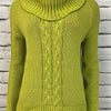 Cotton Country Sweater Womens Medium Cowl Neck Tight Cable Knit Lime