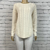 Cotton Country Womens Sweater Neutral  Round Neck Cable Knit Long Sleeve