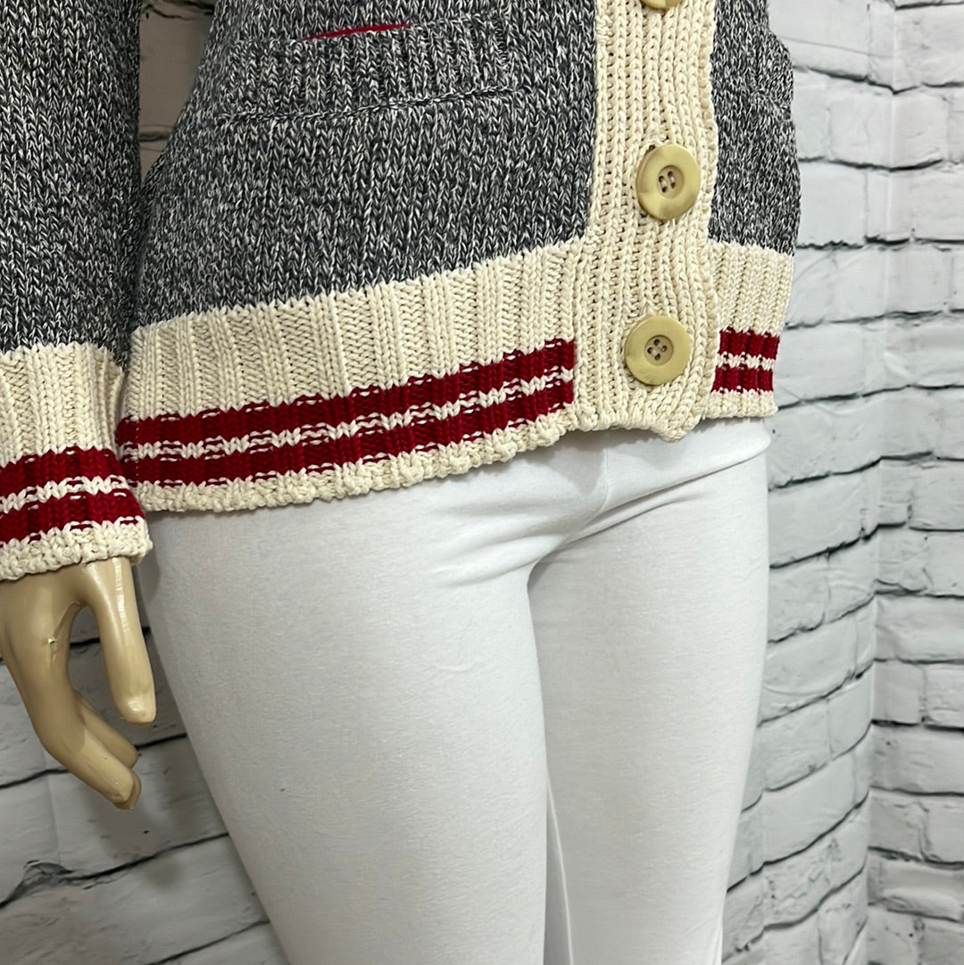 Canadiana Eco Cotton Cardigan Womens Medium Chunky Knit Buttons Long Sleeve