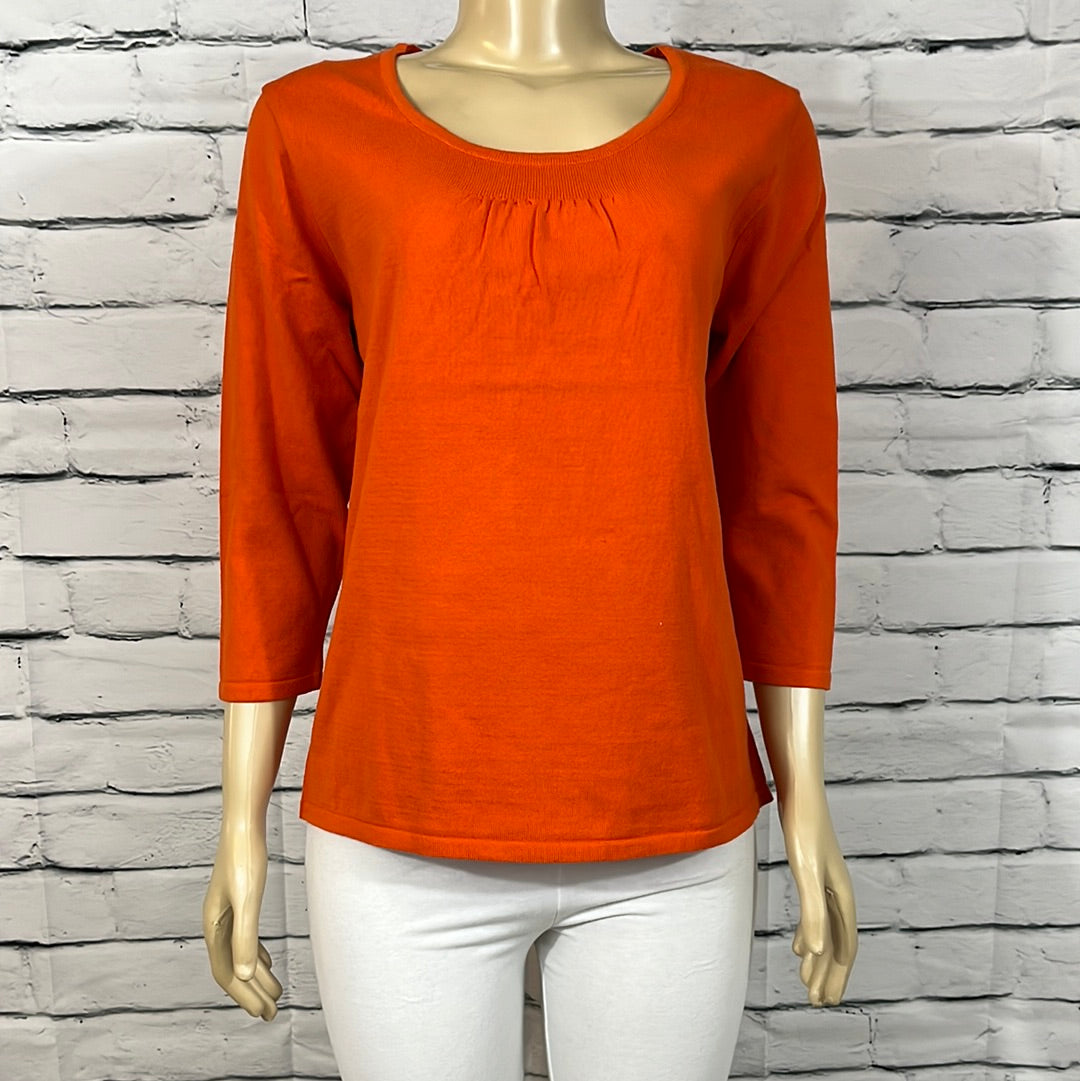 Parkhurst Top Womens Round Neck Lightweight Relaxed 3/4 Sleeve