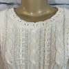 Cotton Country Womens Sweater Neutral  Round Neck Cable Knit Long Sleeve