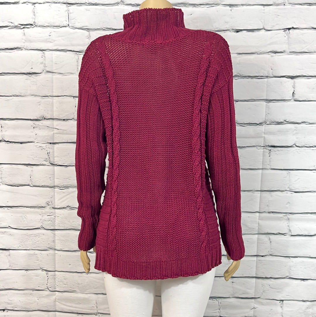 Parkhurst Sweater Womens Faux Neck Cable Knit Long Sleeve