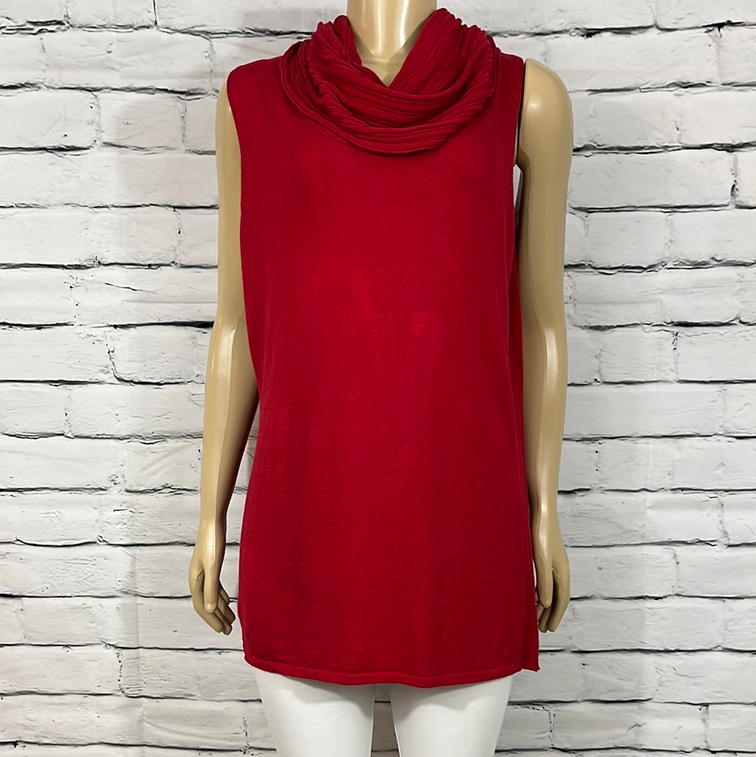 Parkhurst Top Womens Cowl Neck Tight Knit Sleeveless Relax Fit